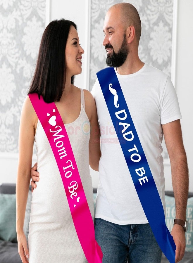 بروبسيكل طقم وشاح وردي للأم الحامل ووشاح أزرق للأب الحامل (كتابة بيضاء) - طقم وشاح للأم والأب - مناسب لجلسات تصوير الحمل وحفلات استقبال المولود - عبوة من قطعتين - Image 5